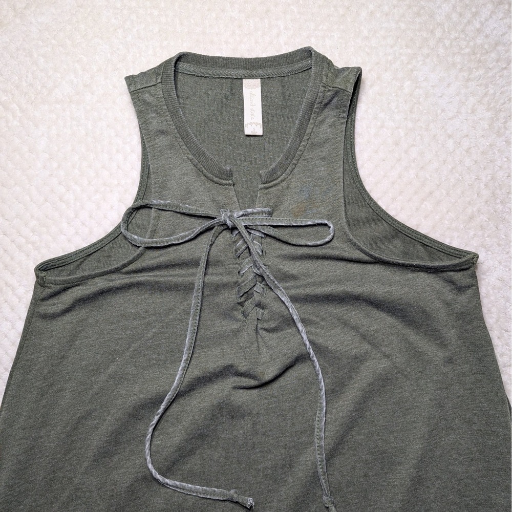 Altar'd State Olive Green Lace Up Swing Dress Small